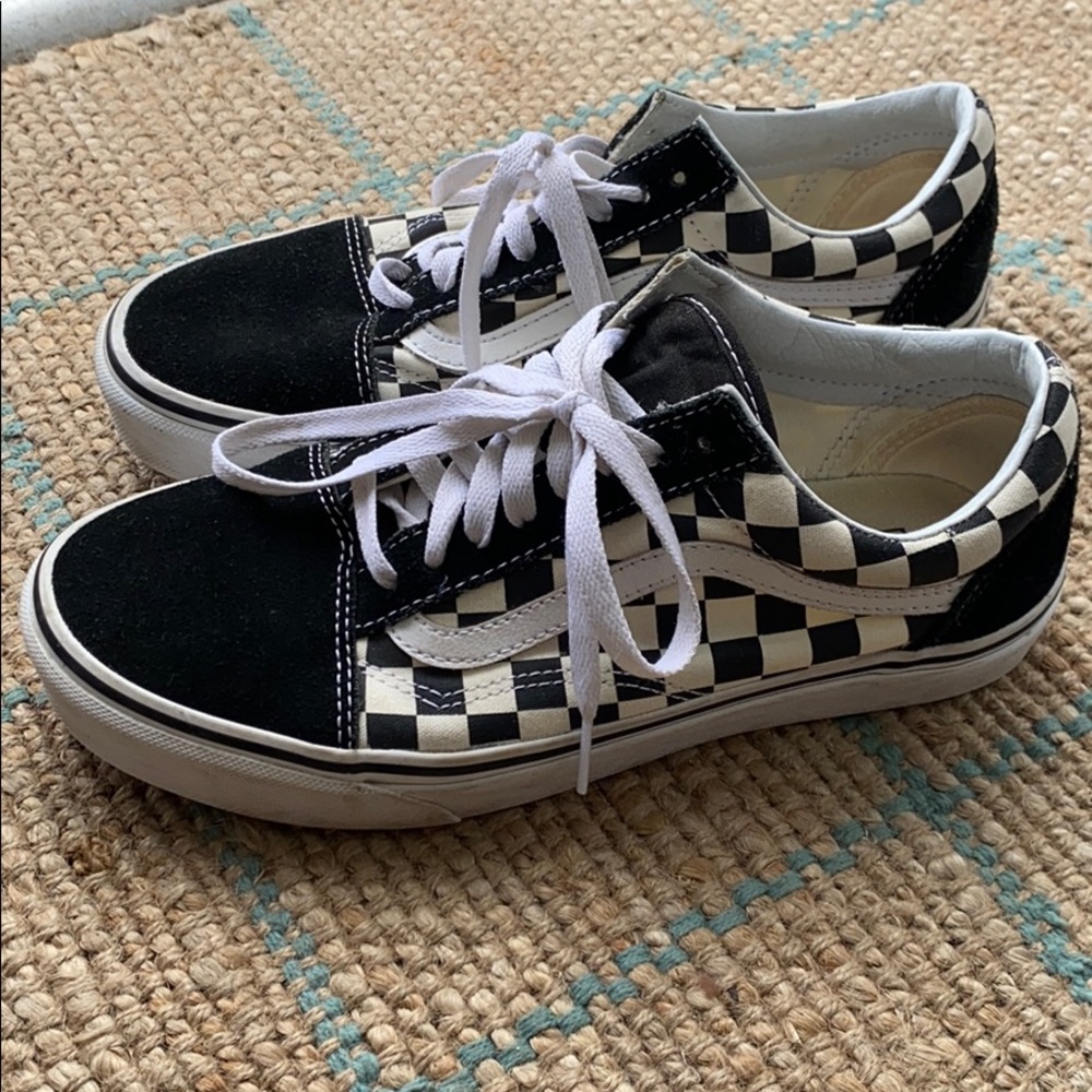 Primary checkered black old school vans